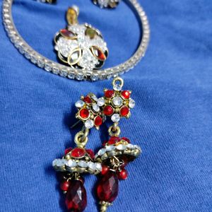 Pendal Set With Earrings , Single Bangle