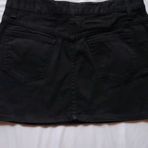 Black Denim Mini Skirt