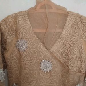 Golden Kurta With Stretchable Pant And Dupatta