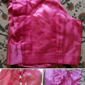 Satin Saree in Baby Pink Colour with Blouse