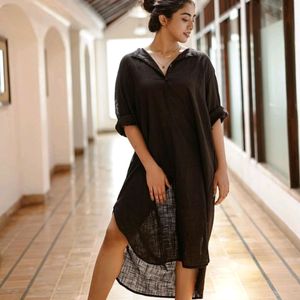 Black Linen Loose Fit Dress