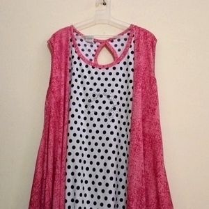 Women A -line Pink And White Polka Dot Top