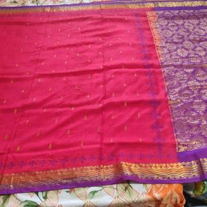 Red And Purple Silk Saree