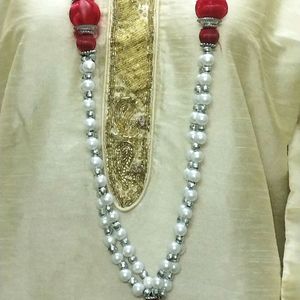 Shirwani cream Rhinestone free mala kardana