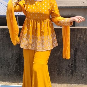 Yellow Sharara Suit Set