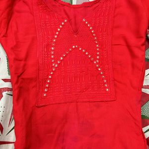 Red Colour Kurta For Girls