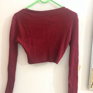 Red Ribbed Crop Top