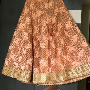 Peach Colour Trending Wedding Party Lehnga With Be