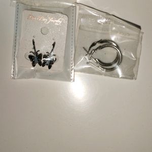 Butterfly and Hoop Earrings