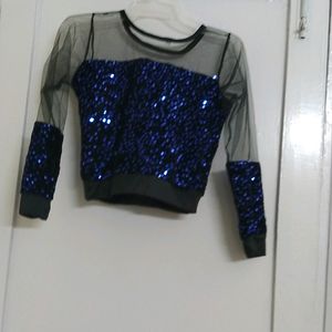 Hot Net And Velvet Sequin blouse /Party top