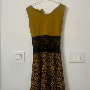 Mustard Laced Flared Dress