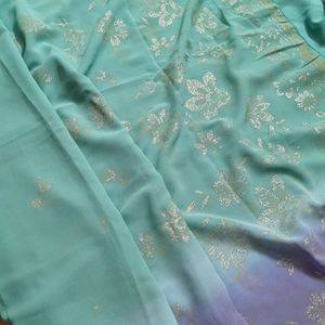 Sea Green- Purple Colour Daily Wear Saree