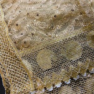 Designer Net Golden Dupatta