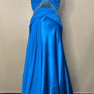 Blue Satin Gown