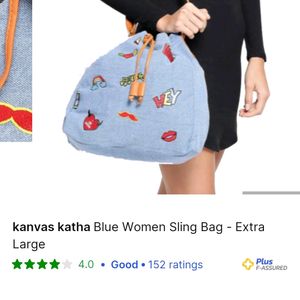 kanvas katha Blue Women Sling Bag - Extra Large