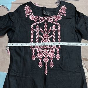 Embroidered Black Kurta