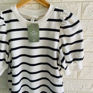 H&m Pure Cotton Puff Sleeve Top