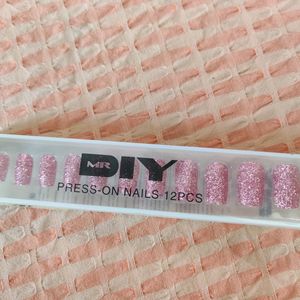 Glitter Pink Press On Nails