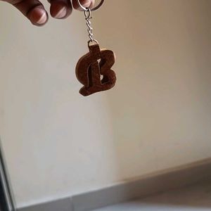 Wooden Keychain "B" Letter