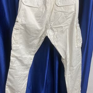 Men White Cargo Pant