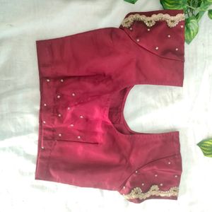 Maroon With Gold Lace Sarees (Women's)