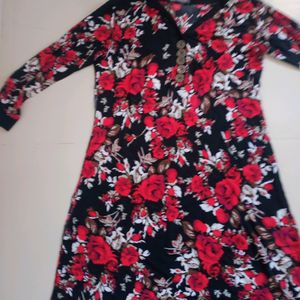 Floral Print Silk Kurti