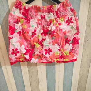 High waist mini floral skirt