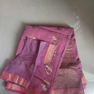 Pink Cotton Saree