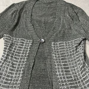 Women Grey Top With Attached Shrug(for Winters)