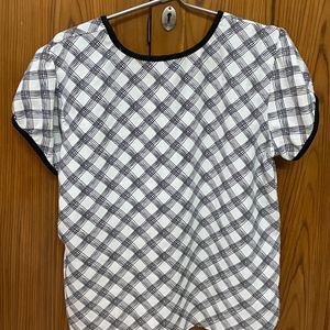 Korean Simple Checkered Pattern Top