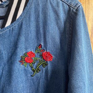 Floral Denim Jacket For Women