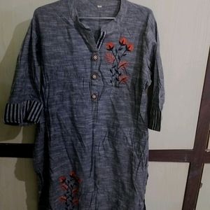 Grey Printed Kurta