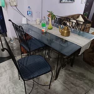 Glass TOP IRON DINING TABLE