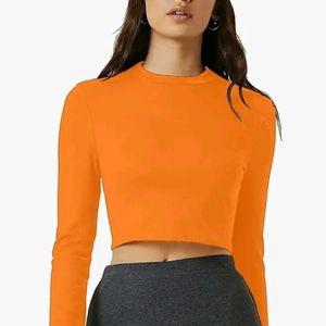 Aahwan Orange Solid Slim Fit Tshirt Women