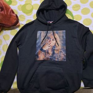 Black Graphic Print Hoodie