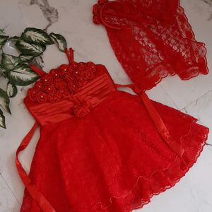 Party wear Red Frock for Kid Girls