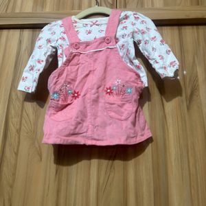 Girls Dungaree Set With Detachable Tshirt