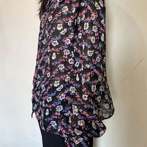 Balloon Sleeved Floral Shirt