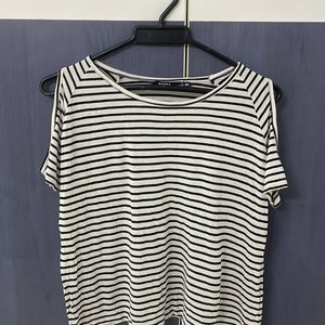 Striped Cold Shoulder Top