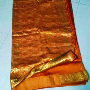 Orange Colour Pure Kanchipattu Saree