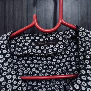 Black Flower Print Shirt For Women