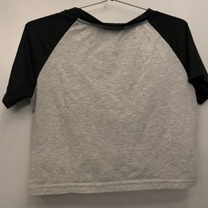 Shein Grey Crop Top - Alien Embroided