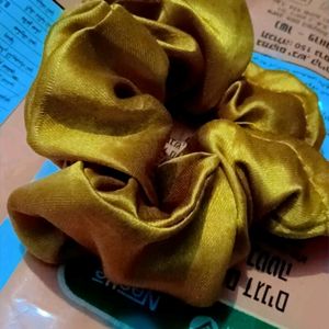 Yellow Satin Scrunchy