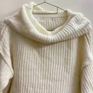 White Stylist Off Shoulder Sweater