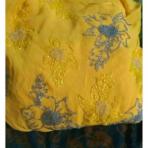 Beautiful yellow hand work dress