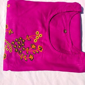 Beautiful Silk Cotton Violet Embroidery Kurti