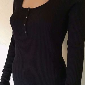 Button Up Round Neck Sweater