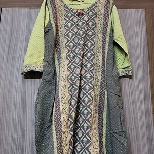 A Line Fluorescent Green Kurta