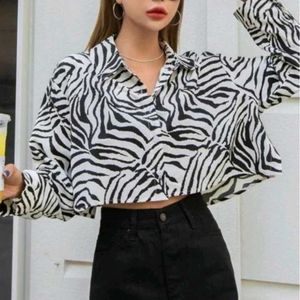 Zebra print oversized shirt