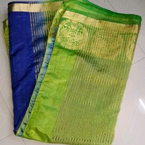 Blue And Green Soft Saree